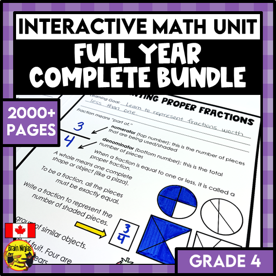 Long Math Pages Year Long Math Interactive Math Unit Bundle | Paper | Grade 4 – brainninjas