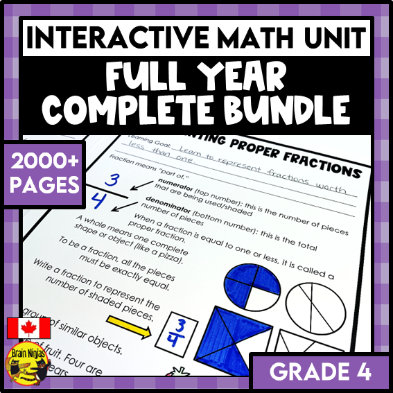 Year Long Math Interactive Math Unit Bundle | Paper | Grade 4