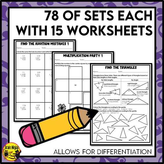 Math Worksheets Full Year Bundle With Concepts and Holidays | Paper | Grade 4