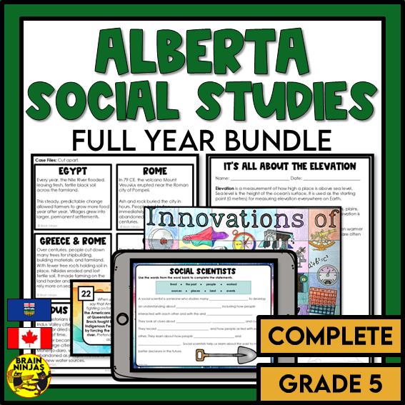 Grade 5 Alberta Social Studies Full Year of Lessons | Paper and Digital