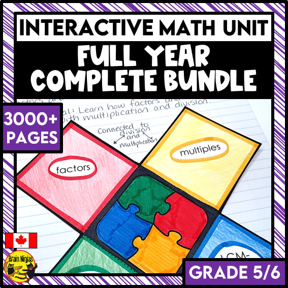 Year Long Math Interactive Math Unit Bundle | Paper | Grade 5 Grade 6