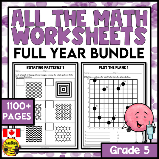 Math Worksheets Full Year Bundle With Concepts and Holidays | Paper | Grade 5