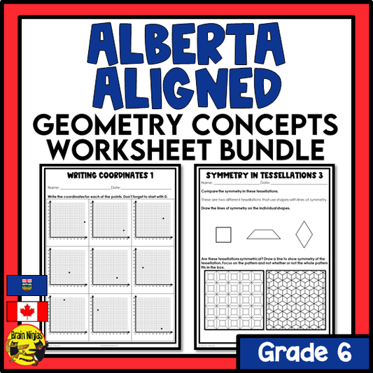 Alberta Math Curriculum Geometry Worksheets Bundle | Paper | Grade 6