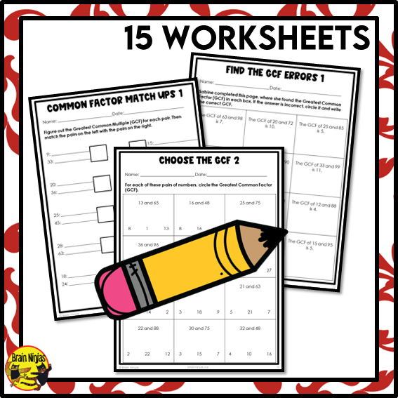 Greatest Common Factors within 100 Math Worksheets | Paper | Grade 6