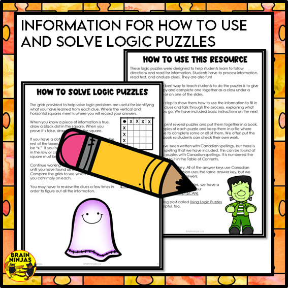 Halloween Logic Puzzles | Paper and Digital