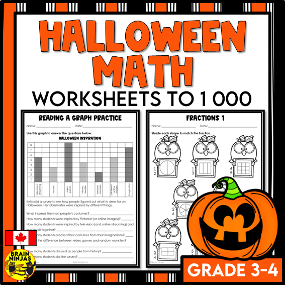 Halloween Math Worksheets Numbers to 1000 Paper