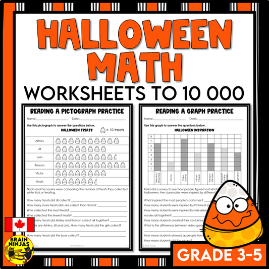 Halloween Math Worksheets Numbers to 10 000