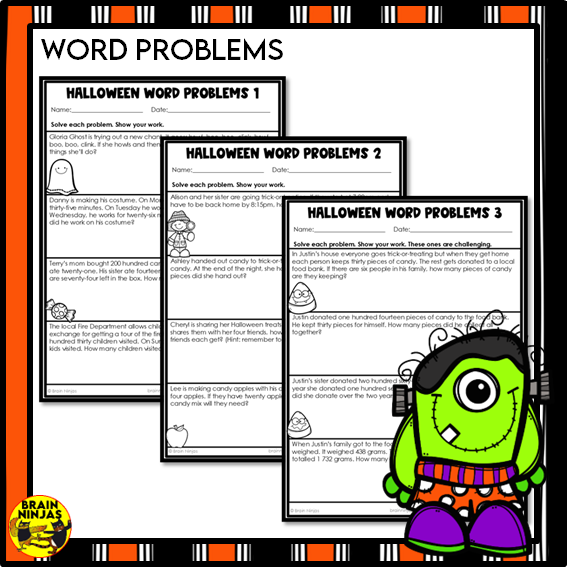 Halloween Math Worksheets Numbers to 1000 Paper