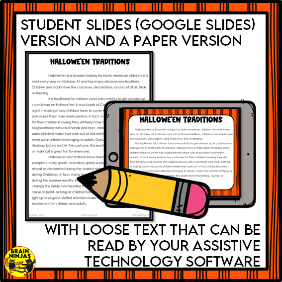 Halloween Reading, Writing and Puzzle Activities | Paper and Digital