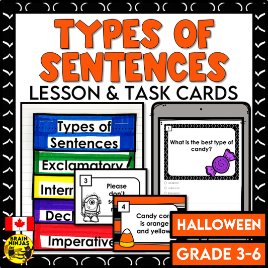 Types of Sentences Identifying and Punctuating With Halloween Theme | Paper and Digital