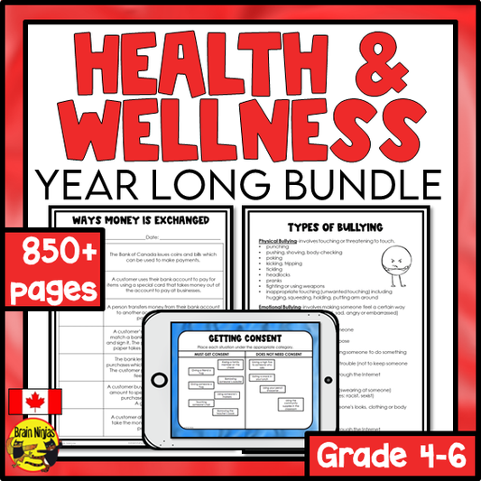 Health and Wellness Full Year Bundle | Paper and Digital | Grade 4 Grade 5 Grade 6
