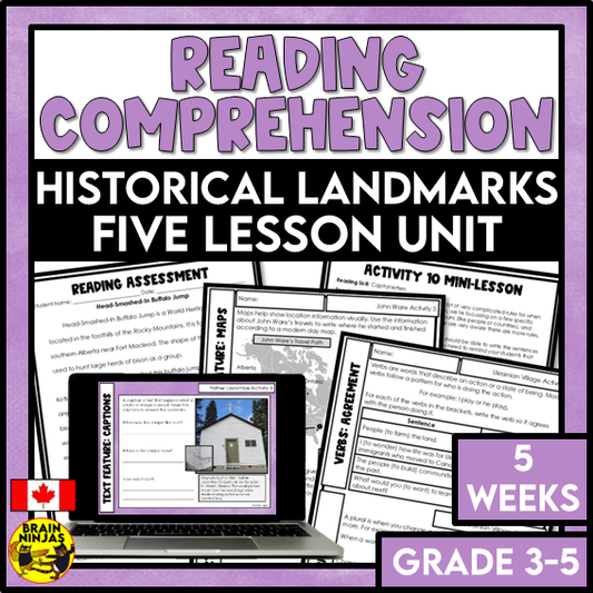 Historical Landmarks Social Studies Reading Comprehension Activities | Paper and Digital