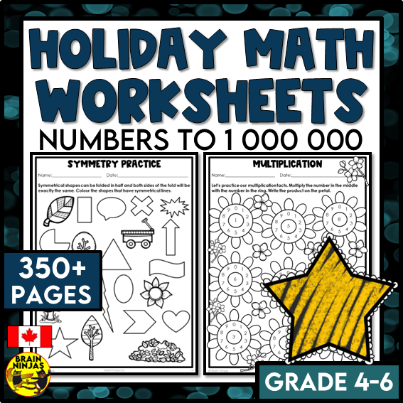 Holiday Math Worksheets for Numbers up to 1 000 000 | Paper