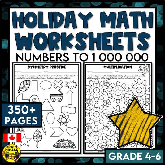 Holiday Math Worksheets for Numbers up to 1 000 000 | Paper