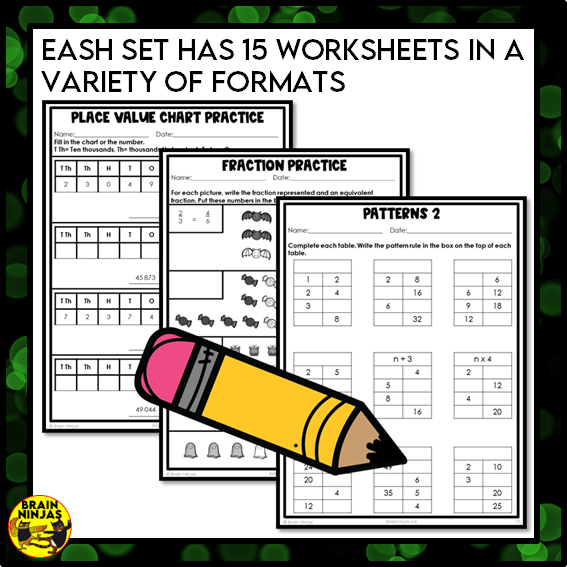Holiday Math Worksheets Bundle Numbers to 10 000 | Paper