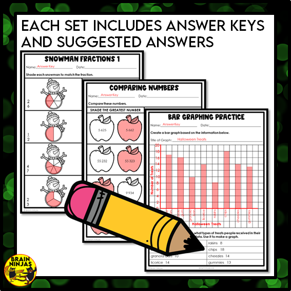Holiday Math Worksheets Bundle Numbers to 10 000 | Paper
