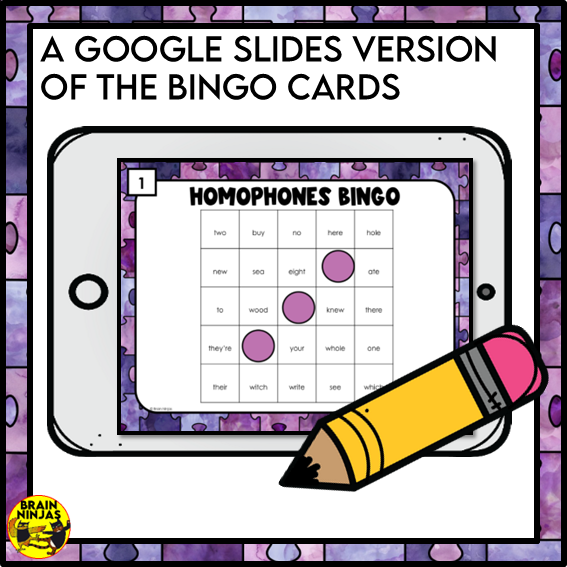 Homophones Bingo Game | Paper and Digital