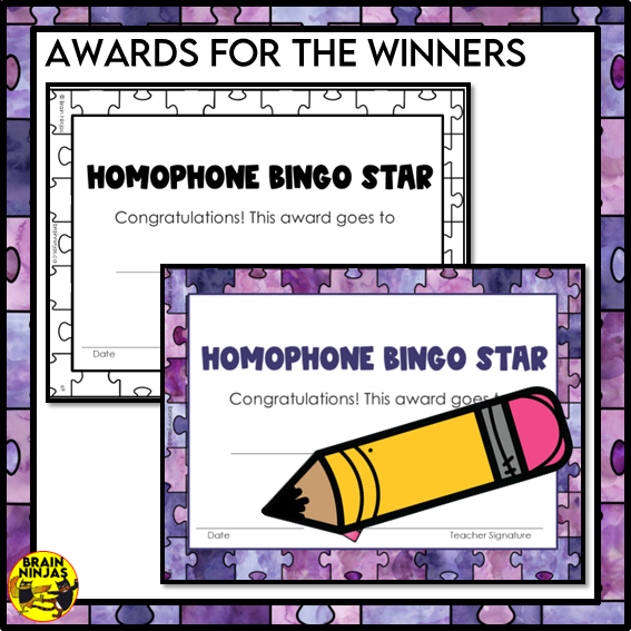 Homophones Bingo Game | Paper and Digital