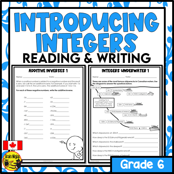 Worksheets Math Introducing Introducing Integers Math Worksheets | Paper | Grade 6 – brainninjas