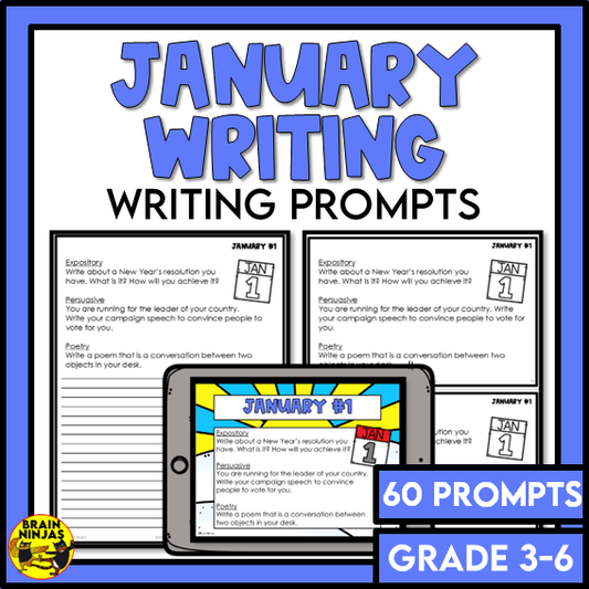 January Monthly Writing Prompts | Paper and Digital