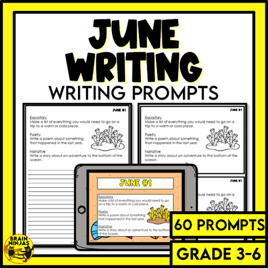 June Monthly Writing Prompts | Paper and Digital