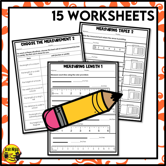 Length in Inches Feet Yards Math Worksheets | Paper