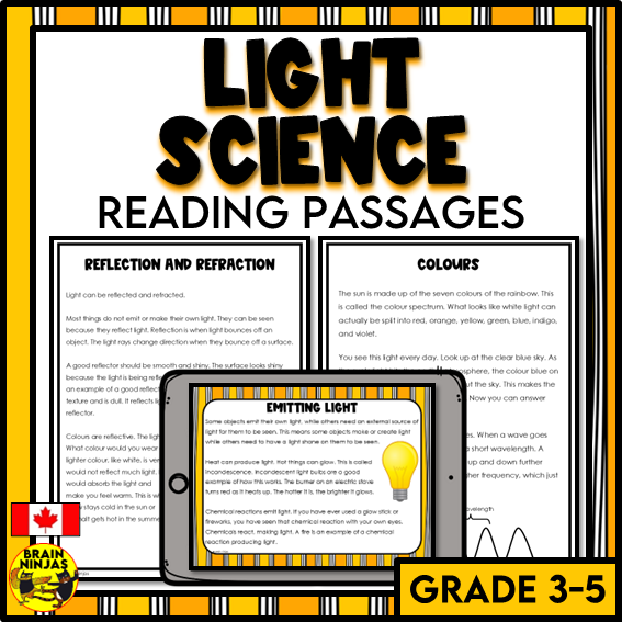 Light Science Reading Passages | Paper and Digital