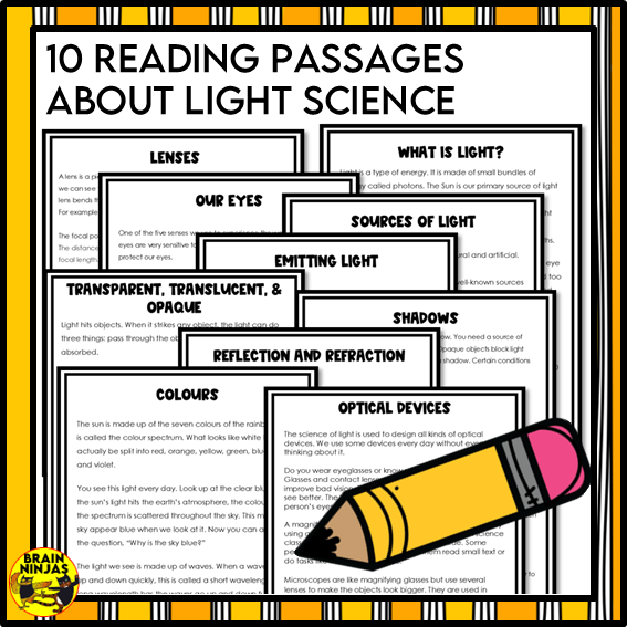 Light Science Reading Passages | Paper and Digital