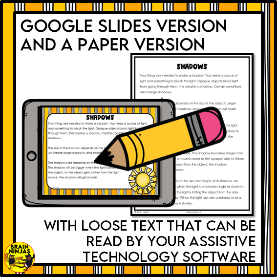 Light Science Reading Passages | Paper and Digital