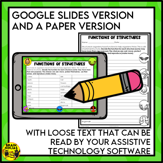 Living Organisms Structures and Functions Lesson and Activities | Digital and Paper