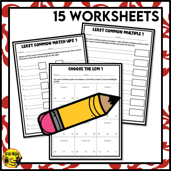 Lowest Common Multiples within 100 Math Worksheets | Paper