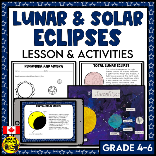 Lunar and Solar Eclipses Lesson and Activities Space Astronomy | Paper and Digital