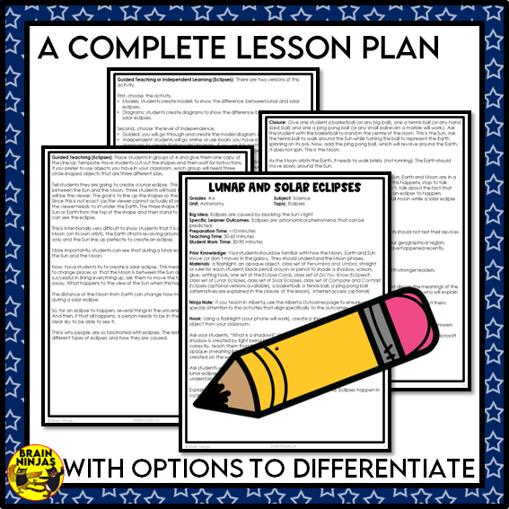 Lunar and Solar Eclipses Lesson and Activities Space Astronomy | Paper and Digital
