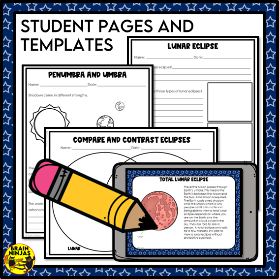 Lunar and Solar Eclipses Lesson and Activities Space Astronomy | Paper and Digital