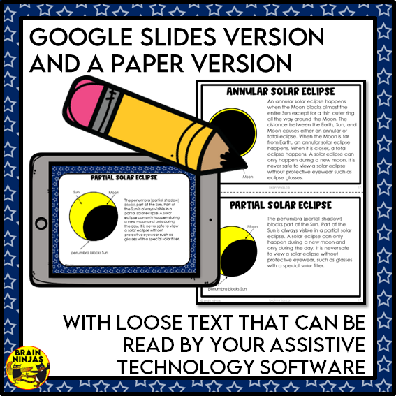Lunar and Solar Eclipses Lesson and Activities Space Astronomy | Paper and Digital