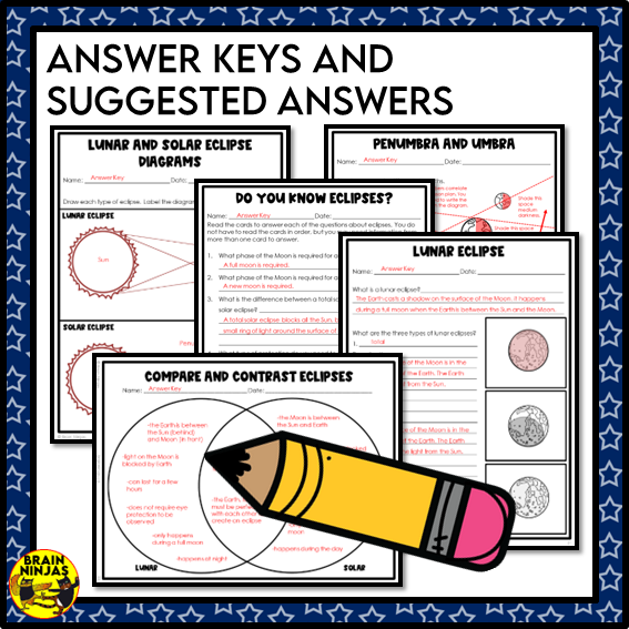 Lunar and Solar Eclipses Lesson and Activities Space Astronomy | Paper and Digital