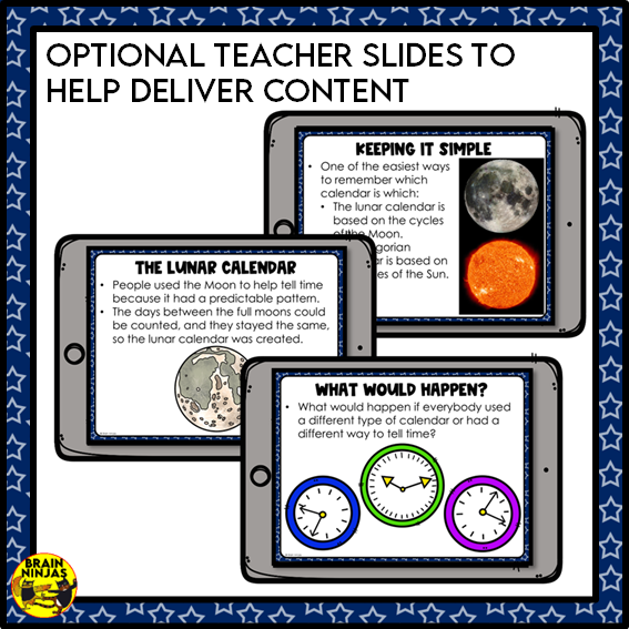 Lunar Calendar Space Sky Science Lesson and Activities | Paper and Digital