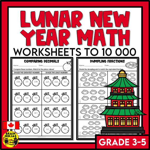 Lunar New Year Math Worksheets for Numbers up to 10 000 | Paper