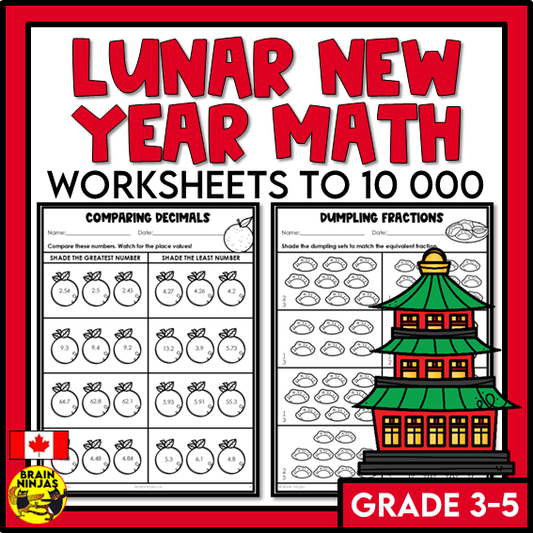 Lunar New Year Math Worksheets for Numbers up to 10 000 | Paper