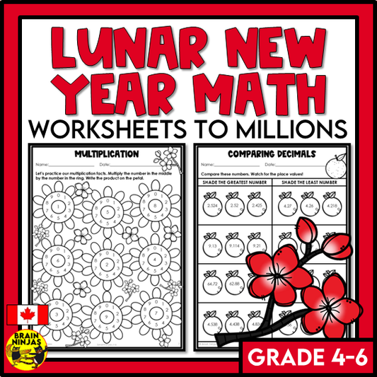 Lunar New Year Math Worksheets Numbers up to 1 000 000 | Paper