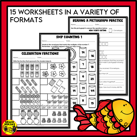 Lunar New Year Math Worksheets for Numbers up to 10 000 | Paper