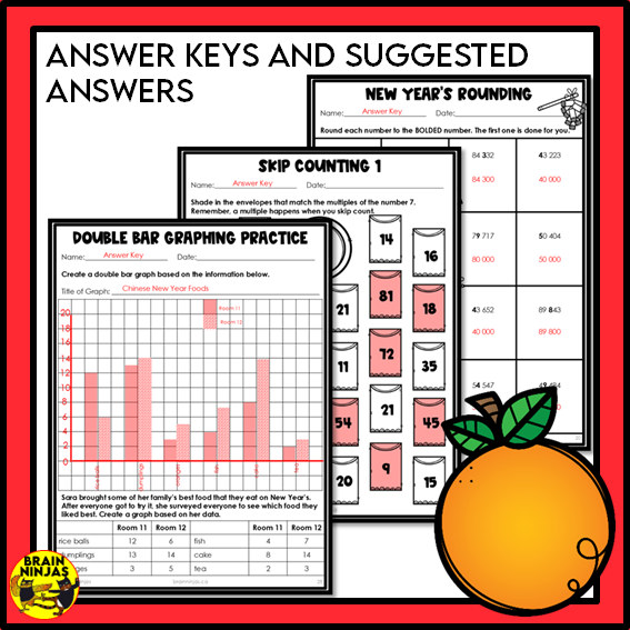 Lunar New Year Math Worksheets Numbers up to 1 000 000 | Paper