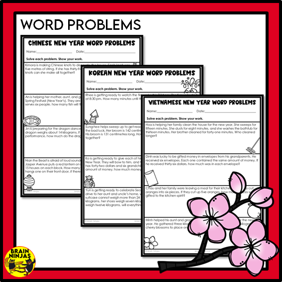 Lunar New Year Math Worksheets for Numbers up to 10 000 | Paper