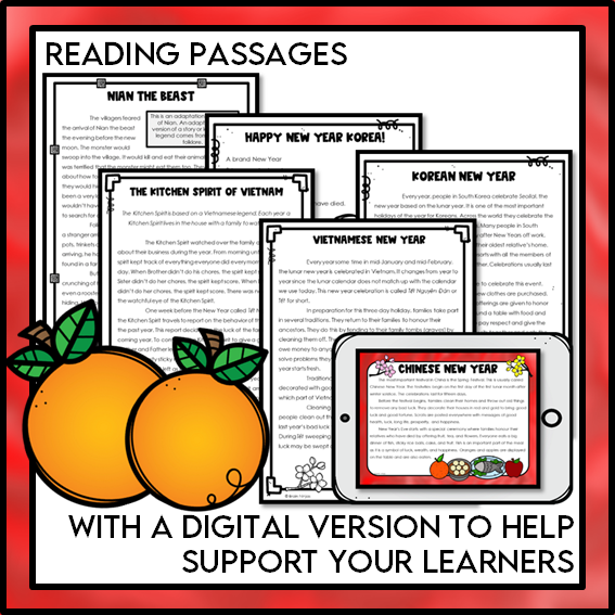 Lunar New Year Reading and Writing Activities | Paper and Digital