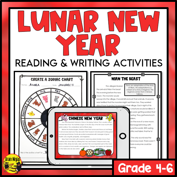 Lunar New Year Reading and Writing Activities | Paper and Digital