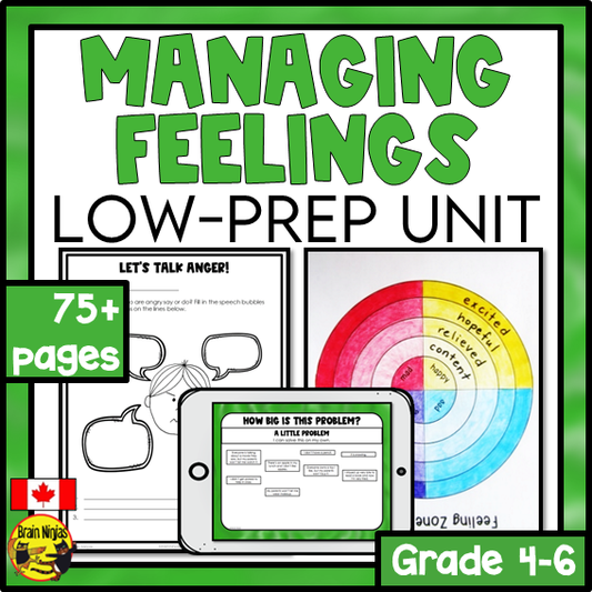 Managing Feelings | Social Emotional Learning | Health and Wellness Unit | Paper and Digital | Grades 4 to 6