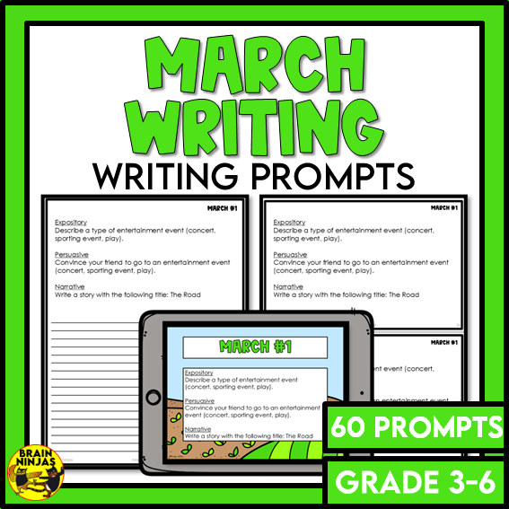 March Monthly Writing Prompts | Paper and Digital