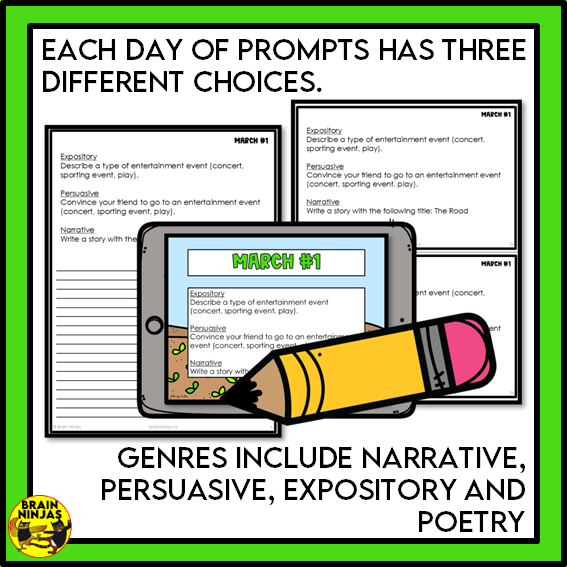 March Monthly Writing Prompts | Paper and Digital