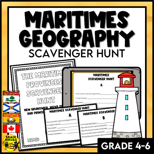Maritimes Geography Scavenger Hunt | Paper and Digital