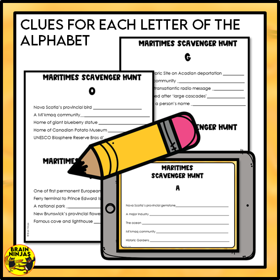 Maritimes Geography Scavenger Hunt | Paper and Digital